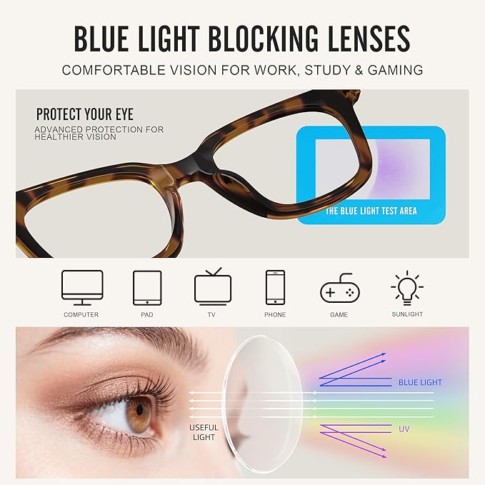 Blue Light Blocking Glasses for Women Men,Oversize Fashion Squre Anti Eyestrain Glasses for Gaming/Reading/TV
