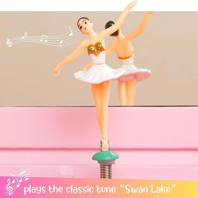 Giggle & Honey® Ballerina Musical Jewelry Box for Girls Ballerina Toys for Girls Age 4-6 Kids Jewelry Box with Drawers