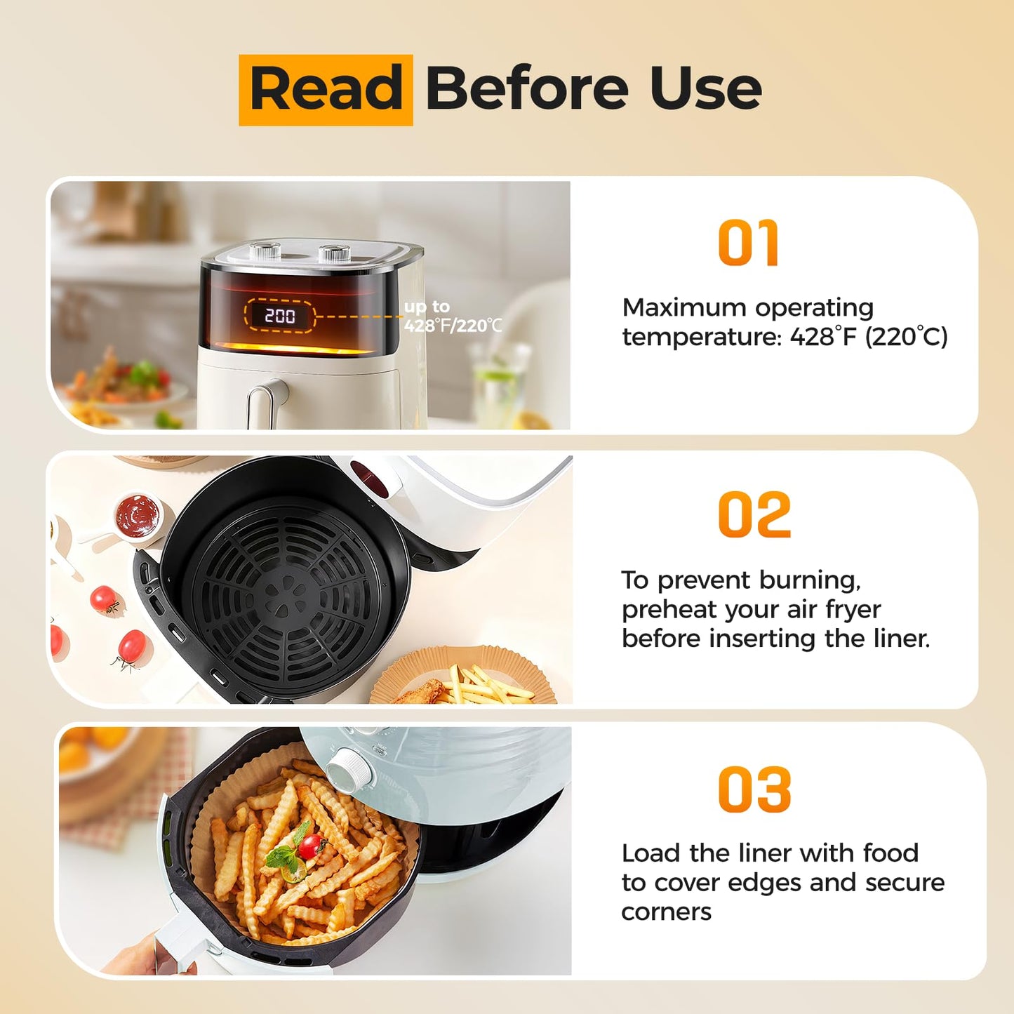 Air Fryer Liners Disposable, 200 PCS Unbleached Round Parchment Paper for Ninja 150/161 Gourmia Chefman Air Fryer, 8’’ Non-Stick & OilProof Baking Paper for 5-8 QT Basket by Vailnd