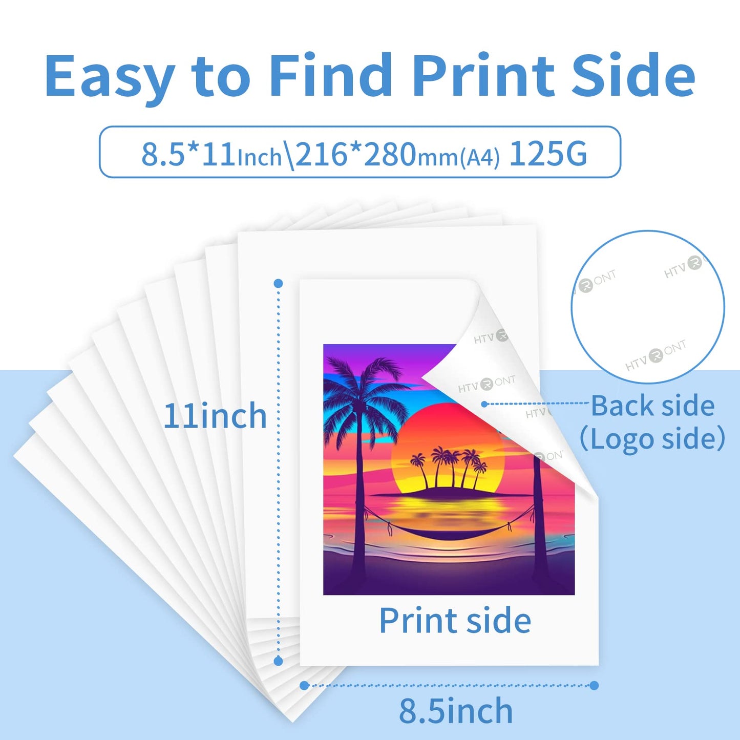 HTVRONT Sublimation Paper 8.5x11 Inch 120 Sheets | High Transfer Rate Printer-Friendly Sublimation Sheets for T-Shirts & Mugs | Compatible with Epson/HP/Canon (A4 Size, Quick-Dry, No Curl)