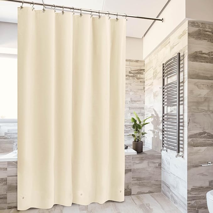 Barossa Design Beige Shower Curtain Liner - Premium PEVA, BPA & PVC Free, No Chemical Smell, Lightweight Standard Size Shower Curtain with 3 Magnets, Metal Grommets - Beige (Pack of 2)