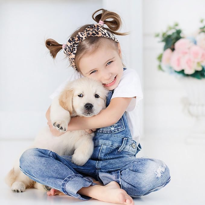 Bow Headbands for Girls, Leopard Print Thin Headband with Bow Women Hair Accessories Fashion Knotted Head Band Non Slip Hairband Hair Hoops for Girls (Red and Leopard Print, 2Pcs)