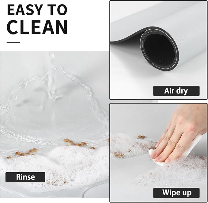 Dog Food Mat - Absorbent Cat Mat for Food and Water, No Stains Pet Feeding Bowl Mat, Easy to Clean Pet Placemats, Quick Dry Dog Water Dispenser Mat for Messy Drinkers | Light Grey 18"x34"