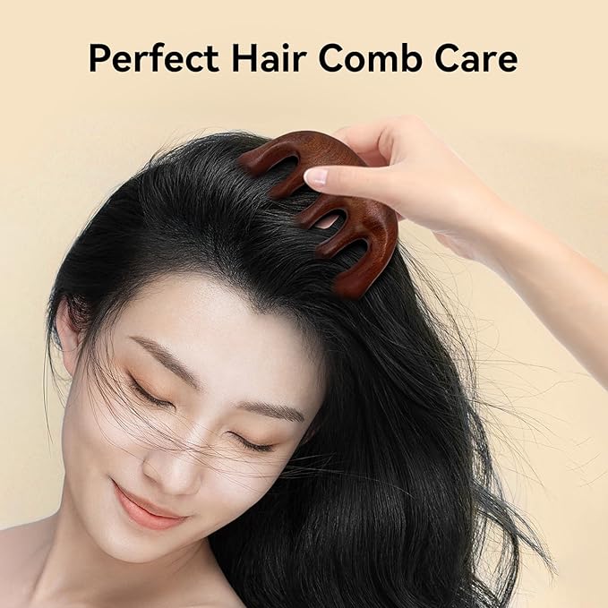 2 Pack Wooden Scalp Massage Comb, Sandalwood Scalp Massager Comb Wood, Massage Wooden Gua Sha Comb for Women Men Hair Growth