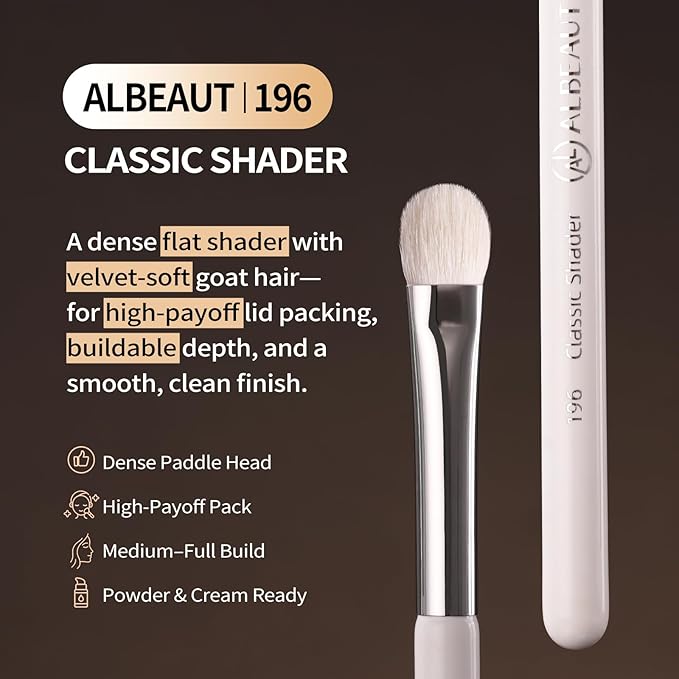 Eye Shadow Brush For Shading, Dense & Soft Eyeshadow Applicators for Smokey Eyes Makeup, Powder Eye Shadow Blender (196 Classic Shader)