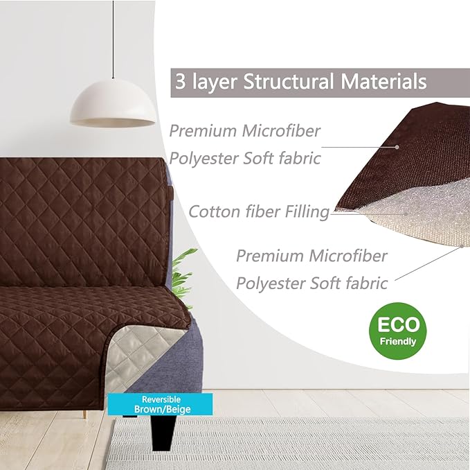 U-NICE HOME Futon Sofa Covers Reversible Sofa Slipcover Armless Couch Cover Furniture Protector Water Resistant (Futon, Brown/Beige)