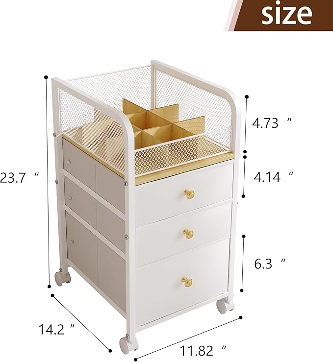 Makeup Organizer Storage Cart with Drawers, Makeup Organizer on Wheels, Rolling Makeup Bathroom Storage Cart, Cosmetic Vanity Display Cases Holder for Nail Polish Brush Hair Tool