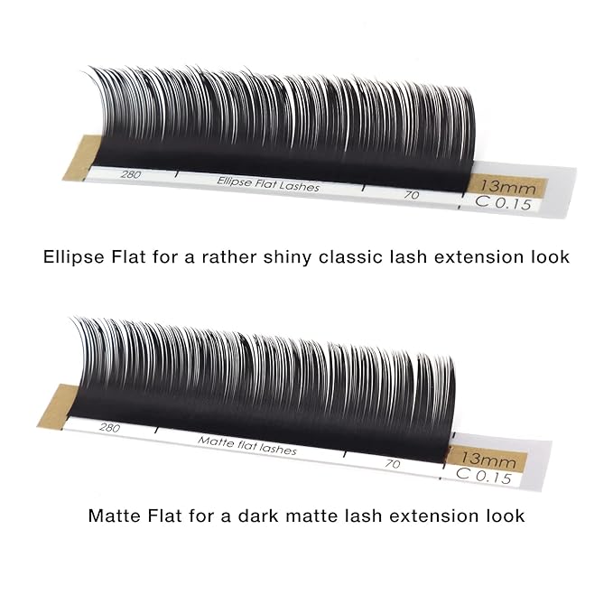 LASHVIEW Flat Eyelash Extension 0.15mm D Curl 11mm Ellipse Eyelash Extensions Eyelashes Lashes Extension Flat Lash Extension Salon Use Lashes Extensions Black False Lashes