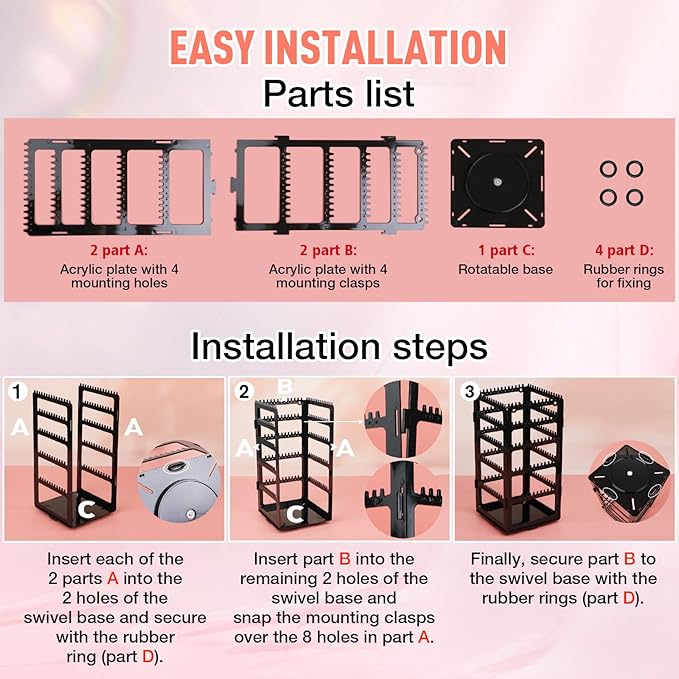 360 Rotating Earring Holder Organizer Stand,5 Tiers Acrylic Jewelry Organizers and Storage,Stud Earring Organizers and Storage,212 Holes and 212 Grooves for Earrings Necklaces chain bracelet