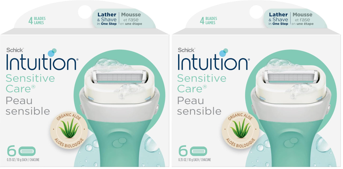 INTUITION Schick Refill,Razors for Women Sensitive Skin | Intuition Razor Blades Refill with Organic Aloe,Razor Refills,6 Count (Pack of 2)