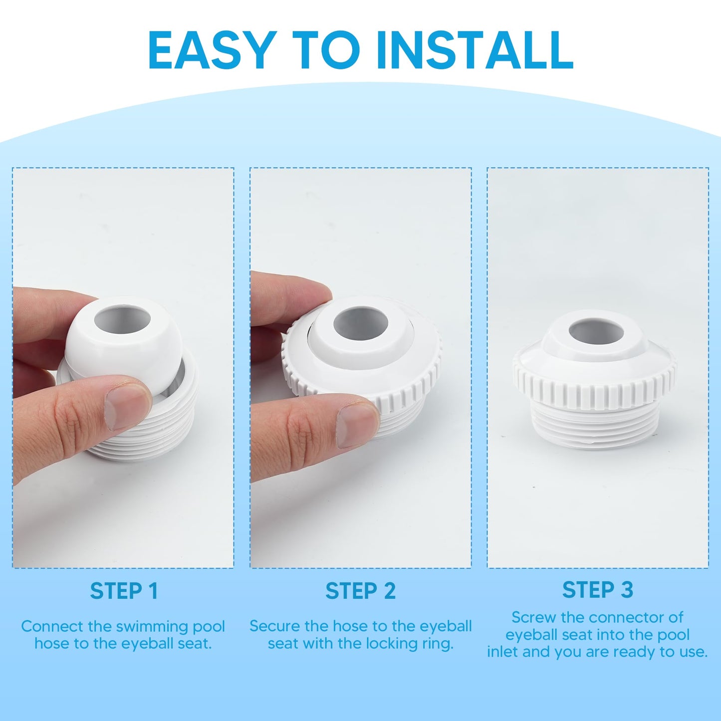 Funmit Pool Jet Nozzles 3/4" SP1419D Flow Inlet Fitting Opening Water Directional Pool Return Fittings, 6 Pack
