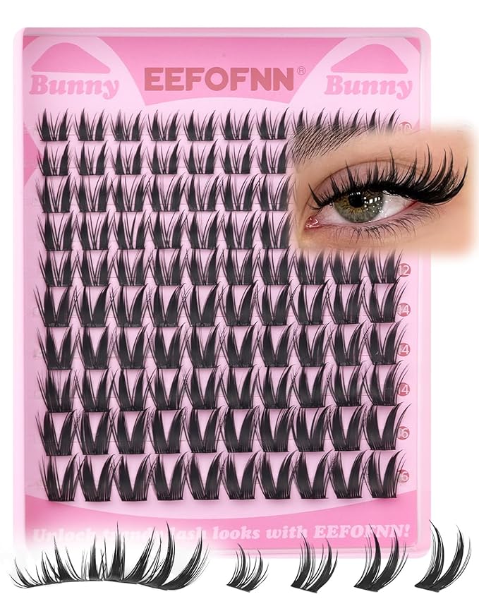 Lash Clusters Natural Eyelash Clusters Wispy Lashes Clusters C Curl Cluster Eyelash Extensions 8-14mm Lash Cluster Invisible Band Individual Lashes Bunny Cluster Lashes by Eefofnn