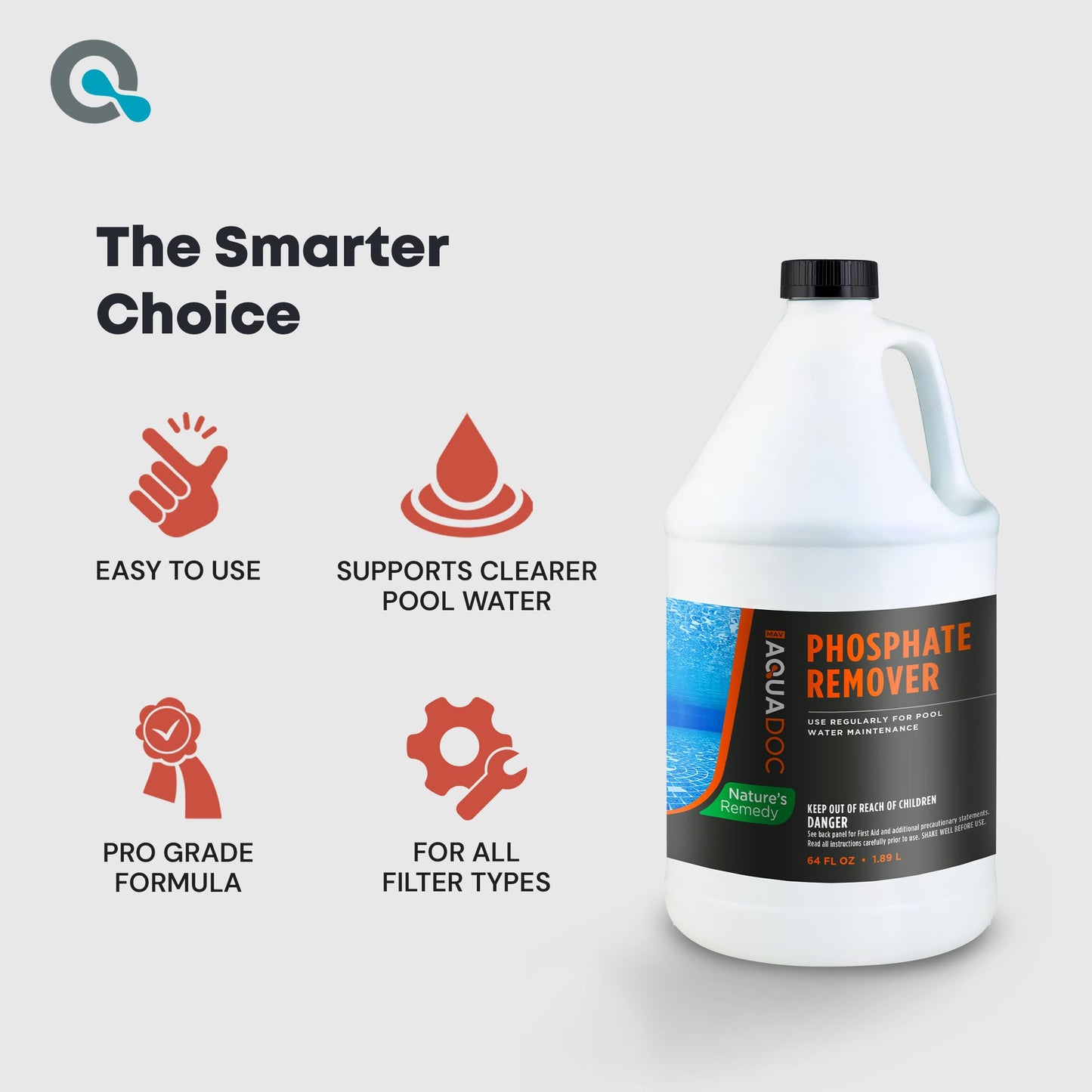 Pool Phosphate Remover - Fast Acting, Maximum Strength Phosphate Removal Pool Chemical - Perfect for Pool Openings to Make Your Pool Phosphate Free - AquaDoc (64 oz)