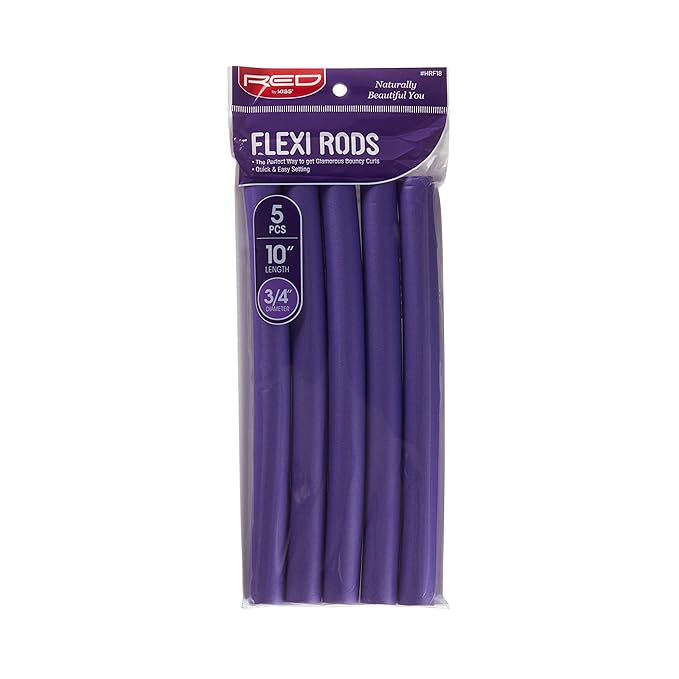 Red by Kiss Flexi Rods - Heatless Hair Curler for 90S Glamorous Bouncy Curls Beach Waves, No Slips, Sleep Styler 10" Length (3/4" Diameter)