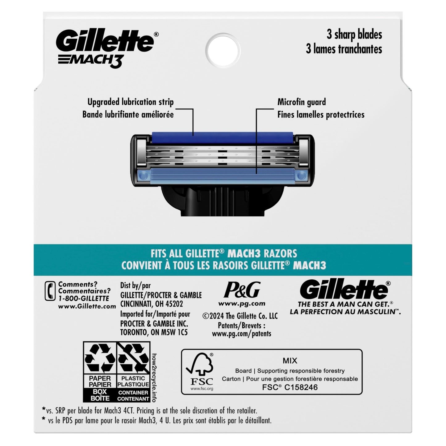 Gillette Mach3 Razor Refills for Men, 10 Razor Blade Refills, (Pack of 2)