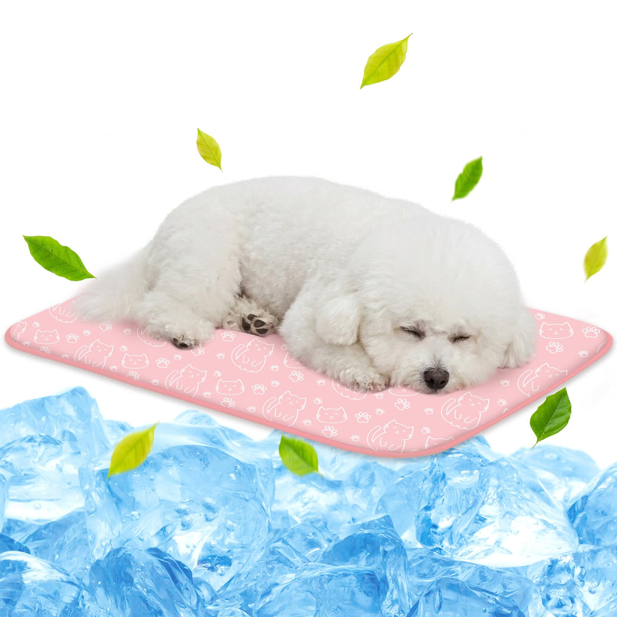 NWK Pack of 4 Pet Cooling Mat -Q-Max>0.345 Ice Silk Cooling Mat for Dogs & Cats Portable & Washable Pet Cooling Blanket, Car Seats, Beds for Summer (4pcs, Pink Cat, 27'' X 20'' X 0.3'')
