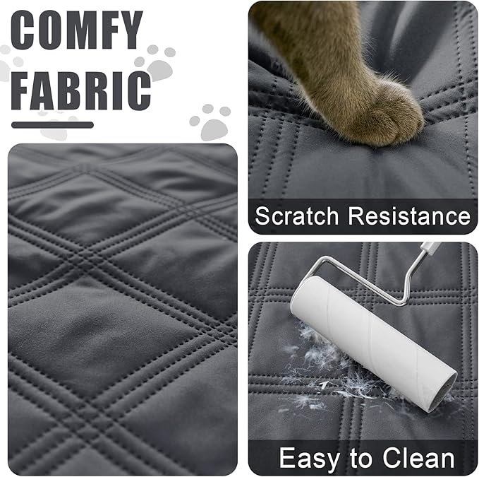 Smiry Waterproof Dog Bed Cover Blanket 52x82, Soft Reversible Pet Blanket, Washable Leakproof Cats Dogs Couch Cover for Sofa, Couch, Furniture, Dark Grey/Beige