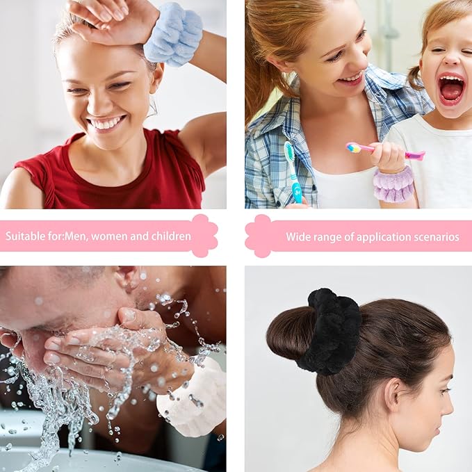 8pcs Wrist Bands for Washing Face, Absorbent Face Washing Wristbands, Microfiber Women's Spa Wrist Towels, Stretchy Wash Band for Man Children, Prevent Water from Spilling Down Your Arms