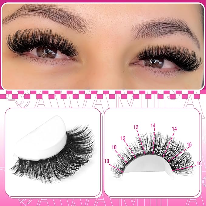 Fluffier Lashes Clusters Kit Wispy Individual Lashes 100D Volume Cluster Eyelash Extensions Kit 10-16mm D Curly Lash Extension Kit with Bond and Seal and Lash Tweezers DIY Eyelash Kit by Yawamica