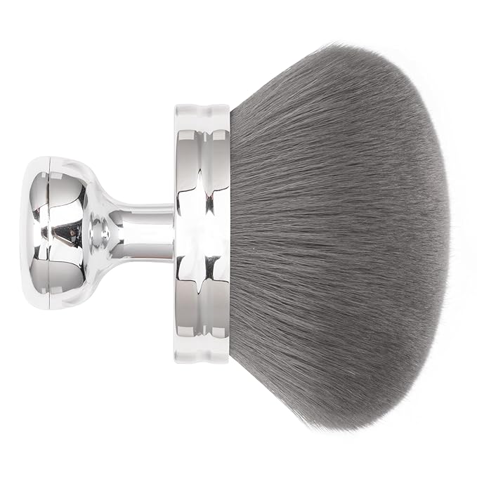 Blend & Blur Extra Large Body Makeup Brush for Self Tanner,Leg Makeup & Bronzer Self Tan Applicator, 3.2inch Wide Round Head Kabuki Brush For Application with Drawstring Bag (Silver)