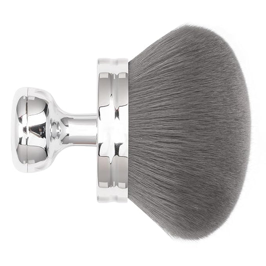 Blend & Blur Extra Large Body Makeup Brush for Self Tanner,Leg Makeup & Bronzer Self Tan Applicator, 3.2inch Wide Round Head Kabuki Brush For Application with Drawstring Bag (Silver)