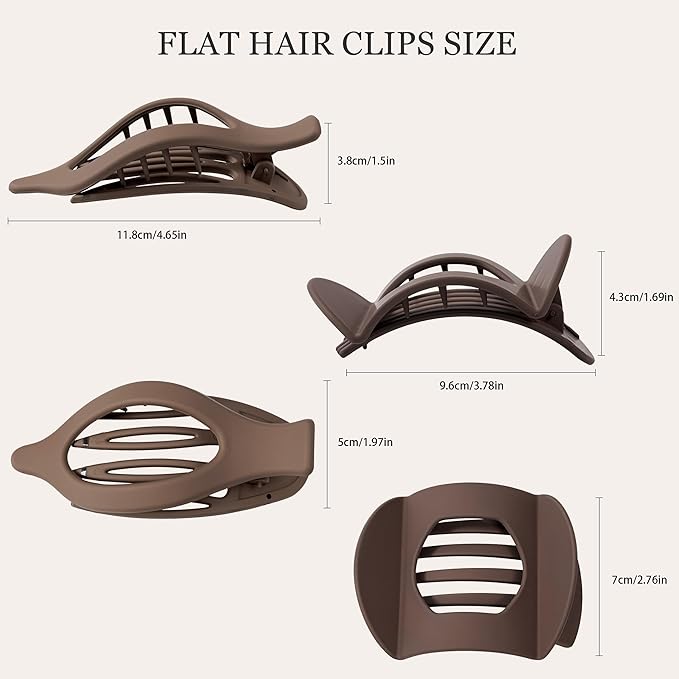 8 Pack Flat Hair Clips for Women, Matte Flat Claw Clips for Thick & Thin Hair No-Slip Strong Hold Hair Barrettes, French Duckbill Styling Accessories for Women