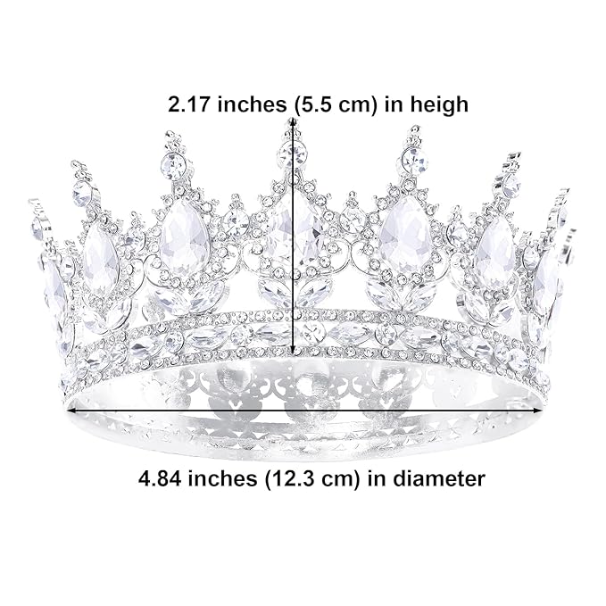 Silver Queen Crown for Women Crystal Tiara for Women Rhinestone Wedding Headband for Bride Hair Accessories for Costume Birthday Party Prom Gifts