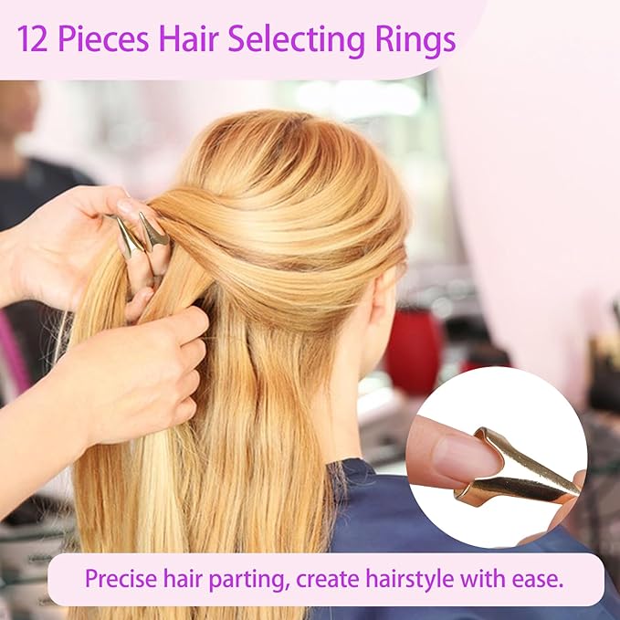 23 Pieces Hair Parting Tools Set, Magnetic Wrist Pin Holder for Braiding, Sectioning Clips, Rat Tail Combs, Hair Parting Rings