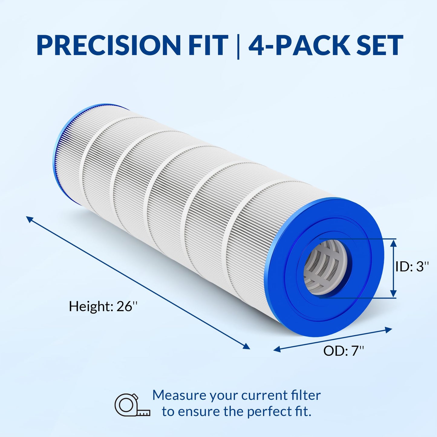 Swimara Pool Filter Cartridge, Essential Series, Replacement for PCC105 R173576 178584 817-0106, Compatible with Pentair Clean & Clear Plus 420 Waterway 425, Cylindrical Fabric, 420 Sq. Ft. 4-PK