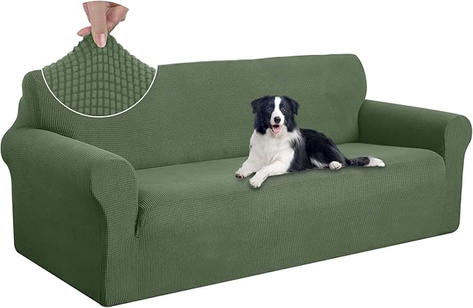 U-NICE HOME Oversized Stretch Sofa Slipcover, Soft Jacquard Fabric Couch Cover, Pet Friendly Furniture Protector, Loden Frost