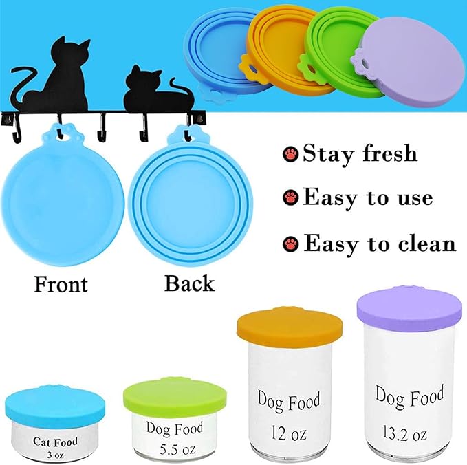 Food Can Covers/4 Pack/Universal BPA Free Silicone Dog Cat Food Tin Lids for Dog and Cat Food/Fits All Standard Size Can Tops for Pet Food Storage(Mix Color2)