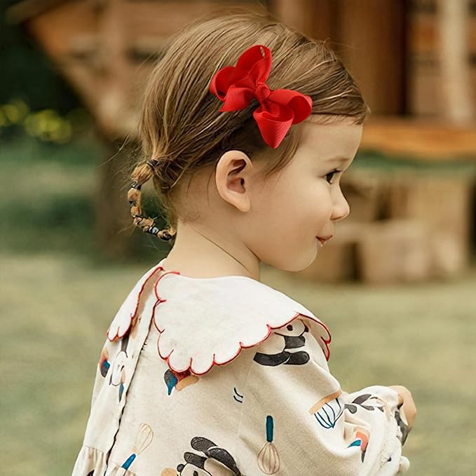 20PCS 3 Inch Hair Bows for Girls Grosgrain Ribbon Toddler Hair Accessories with Alligator Clips for Toddlers Baby Girls Kids Teens in Pairs