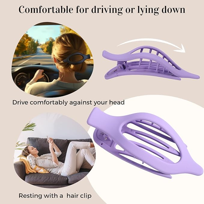 8 Pack Purple Flat Hair Clips – Cute Matte French Purple Claw Clips for Girls & Teens, No-Slip Hair Accessories for Daily Use, Fun Kawaii Soft Girl Aesthetic