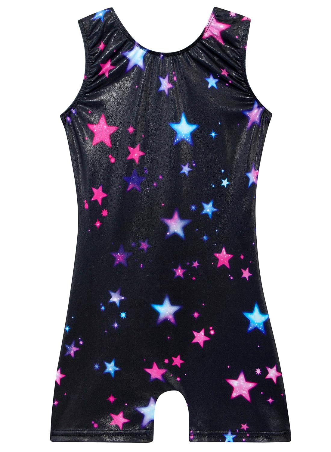 Gymnastics Leotards for Girls Toddler Dance Tumbling Outfits 4t 5t Kids Sleeveless Biketard with Shorts Sparkly Black Stars Dancwear Unitards Clothes Bodysuit (Black Stars, 4-5T)