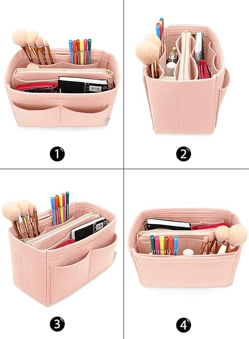 LEXSION Felt Purse Bag Organizer Insert with zipper Bag Tote Shaper Fit Speedy Neverful PM MM