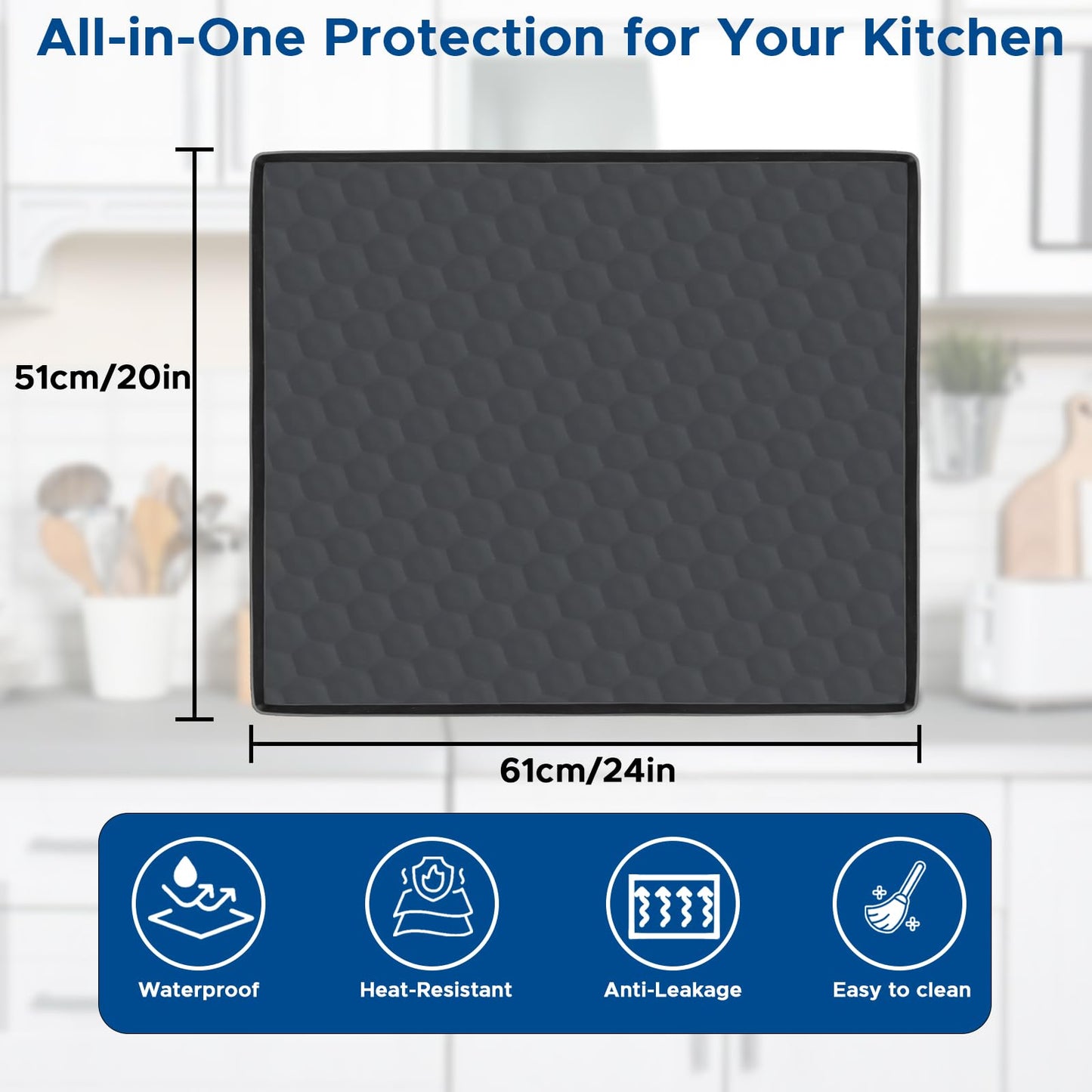 Dishwasher Drain Pan Mat,24''x20'' Dishwasher Drip Tray with Raised Edge,Non-Slip Silicone Dishwashers Drain Pan Floor Mat,Anti-Leakage Dish Washer Tray for Mini Dish Washers(