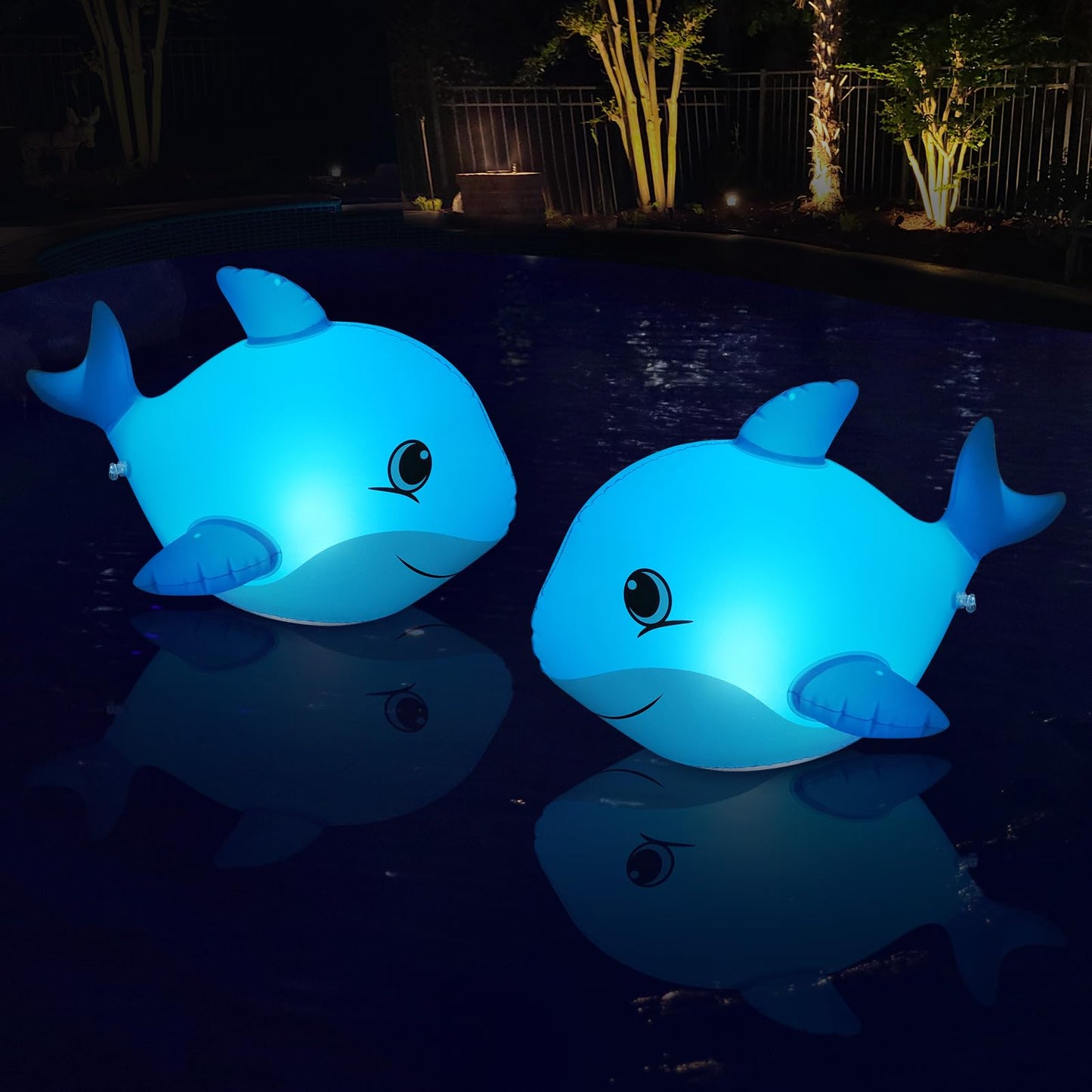 Goallim Solar Floating Pool Lights Dolphin, Glow in the Dark Solar Pool Lights that Float, IP68 Wateproof Inflatable Solar Floating Lights for Pool Pond Wedding Party Decorations - 2PC