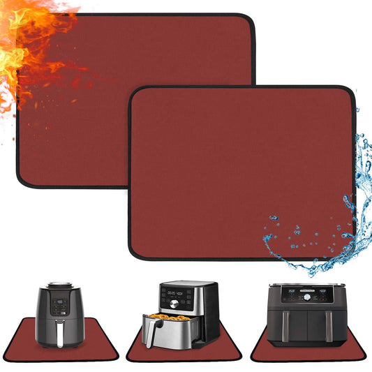 Amerbro Heat Resistant Mats for Countertop - Fireproof 16x20in Heat Resistant Mats for Air Fryer - Kitchen Countertop Protector for Air Fryer, Coffee Maker, Stand Mixer, Toaster, Oven 2PCS - Red