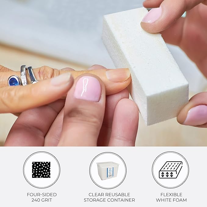 ForPro Super White Buffing Block, 240 Grit, Four-Sided Manicure and Pedicure Nail Buffer, 3.75” L x 1” W x 1” H, 20-Count (Pack of 2)