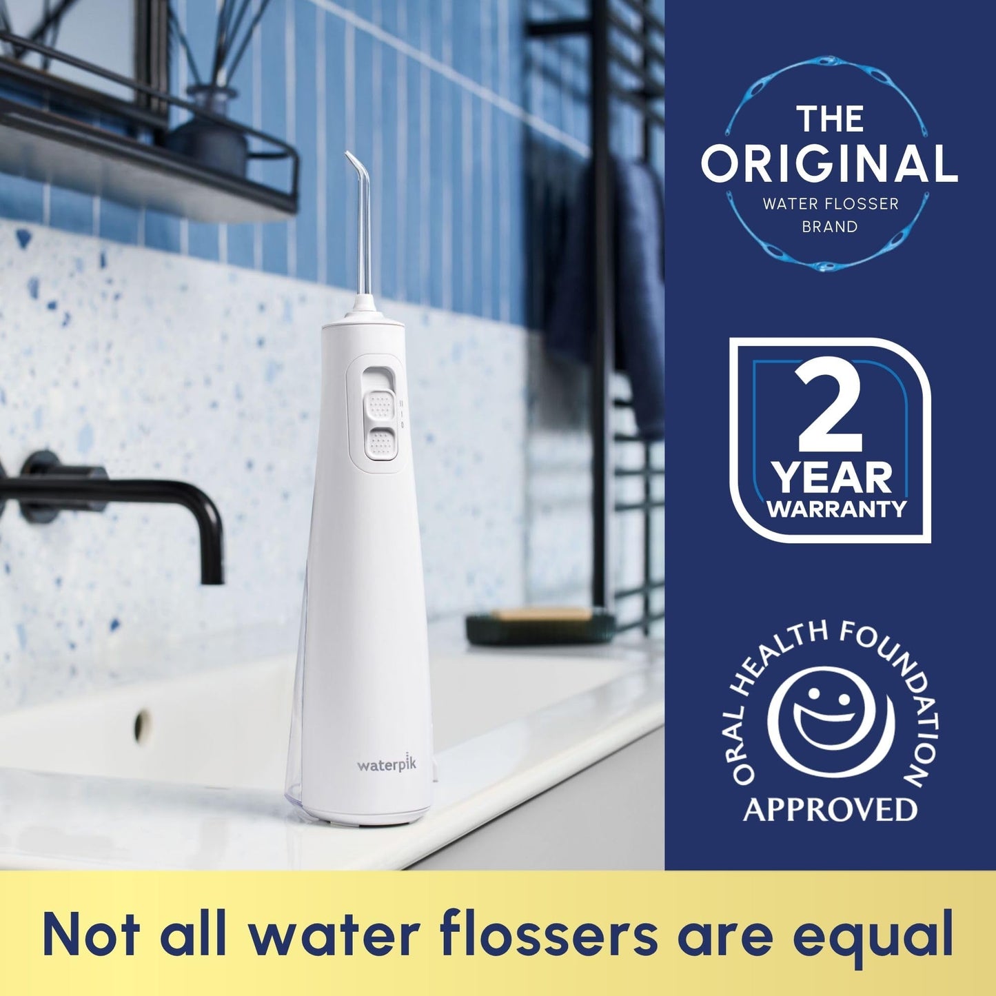 Waterpik Pulse Water Flosser Cordless, Oral Health Foundation Approved, Water Flosser and Plaque Remover for Teeth, 2 x Water Floss Pressure Settings, 45 Seconds of Flossing, 2 x Tips Included