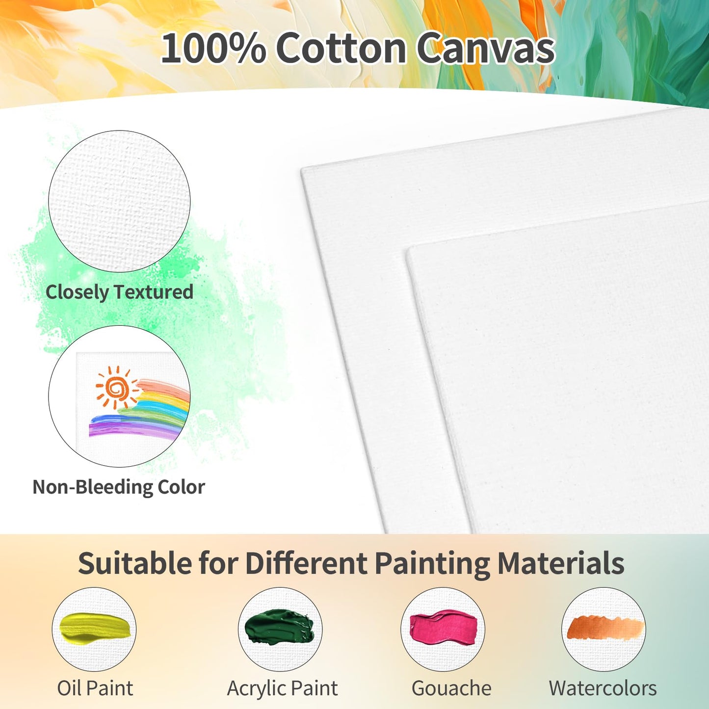8 Pack 8 * 10In Canvas Boards for Painting, Art Canvas for Drawing with 16 Brushes & 8 Paint Trays & 16 Acrylic Paint, Mini Painting Canvas with Easel Set, Painting Kits for Adults Party