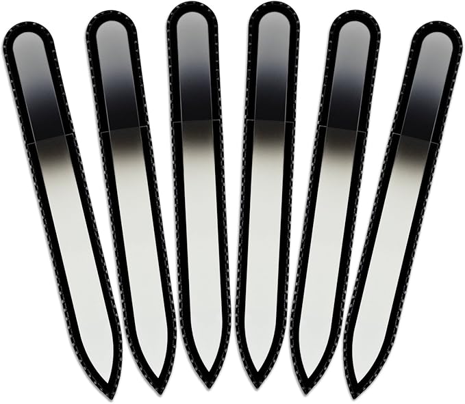 Mont Bleu Rainbow Crystal Nail File in Black Pouch - Czech Tempered Glass - Handmade in Bohemia (Czech Republic)