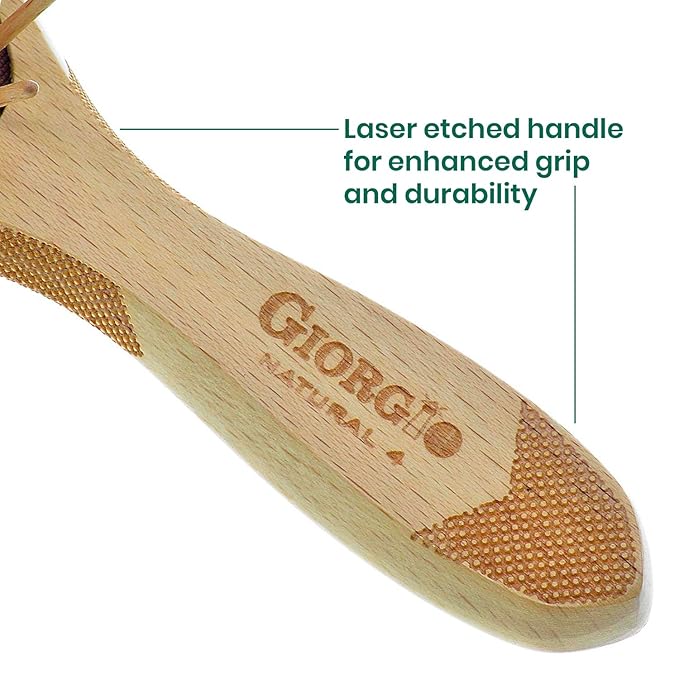 Giorgio Eco Friendly Wooden Bristle Hairbrush - Small Detangling Brush and Hair Growth Brush for Thick or Long Hair - Oval Paddle Hair Brush Made with Anti Static Beechwood, Silicone Massage Cushion
