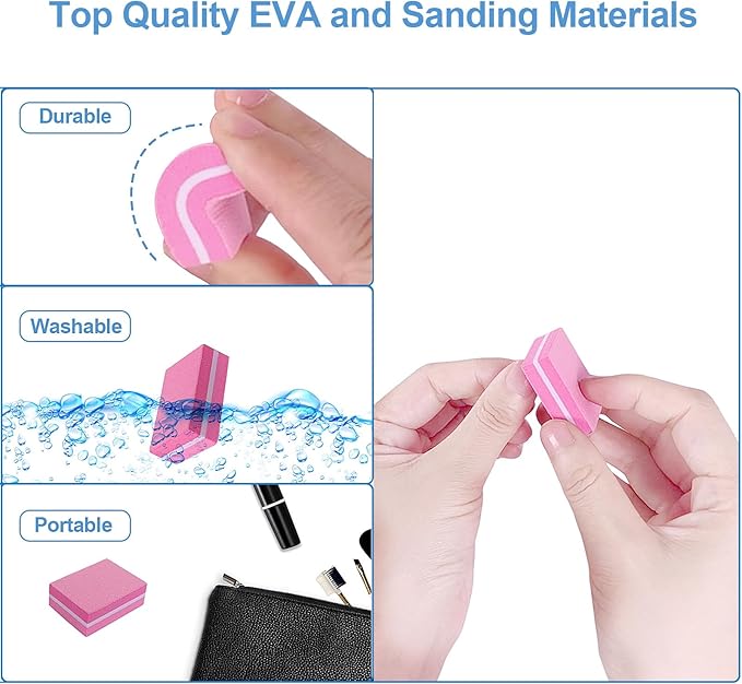 180/240 Grit Nail Buffers (100 Pack), mini Buffer Block Nail File for Acrylic Nails and Natural Nails, Professional Nail Buffer Block Bulk Buffing Blocks for Nail Buff Manicure File Blocks Set Pink
