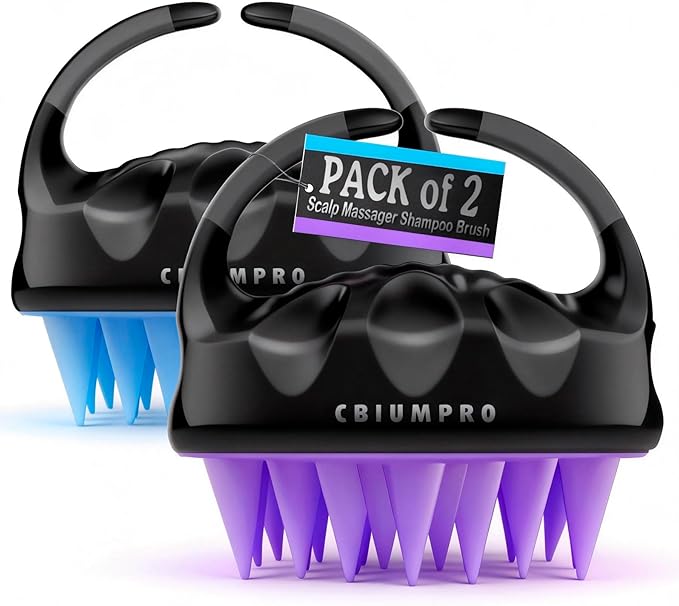 Cbiumpro 2-Pack Scalp Massager Shampoo Brush, Ultra Soft Silicone Scalp Scrubber Exfoliator Brush for Hair Growth & Dandruff Removal - 100% Fit All Hair Types