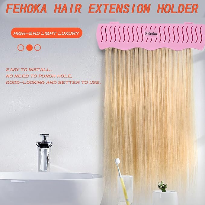 Hair Extension Holder holder for Washing,Styling, Packing and Storing,Hair Extension Holder holder for salons,bathrooms, beauty shops, cloakrooms.4 quick&easy Installation Modes With Tool.