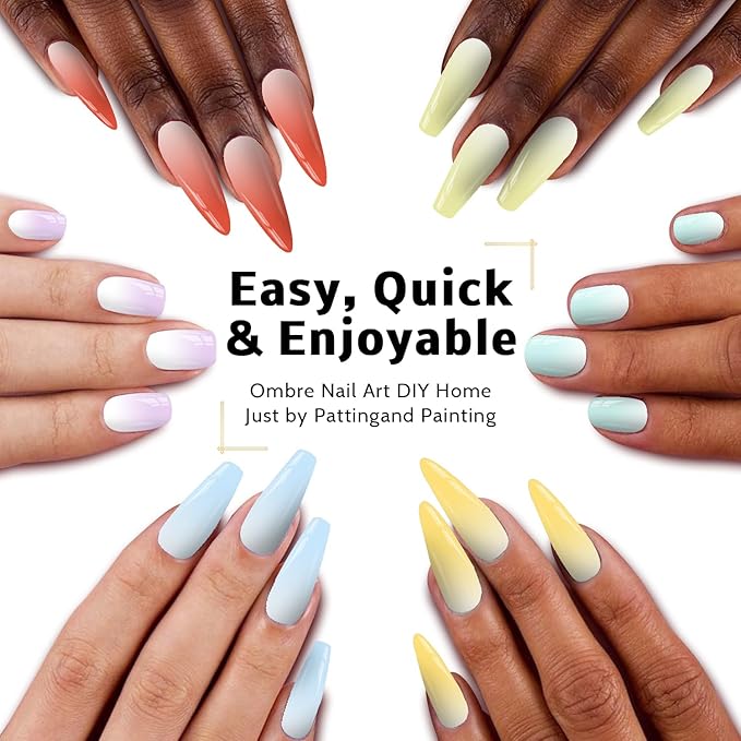 Christmas Gel Polish, 9 Colors Ombre Patting Gel Nail Polish Palette, 100 Sponges 6 Brushes 1Grabber, Blending Color Gradient Painting Nails Art, No Wipe, UV/LED Cured (Set 01)