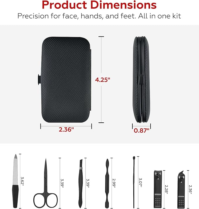 Manicure Set Nail Clippers Grooming Kit with Travel Case, Personal Care Tools Birthday Fathers Mothers Day Gifts for Men Women