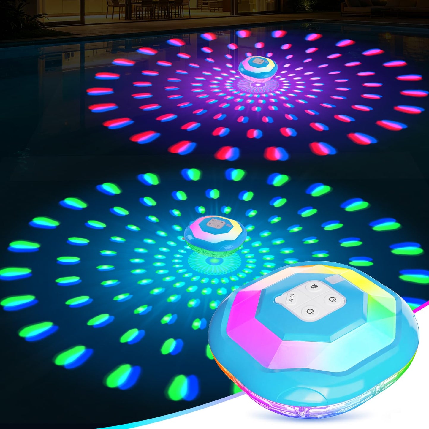 LightHacker Floating Pool Lights,Upgraded Pool Lights That Float,6000mAh Rechargeable Color Changing Pool Lights,IP68 Waterproof LED Lighting for Inground Above Ground Swimming Pools,Hot Tub,Party 1PC