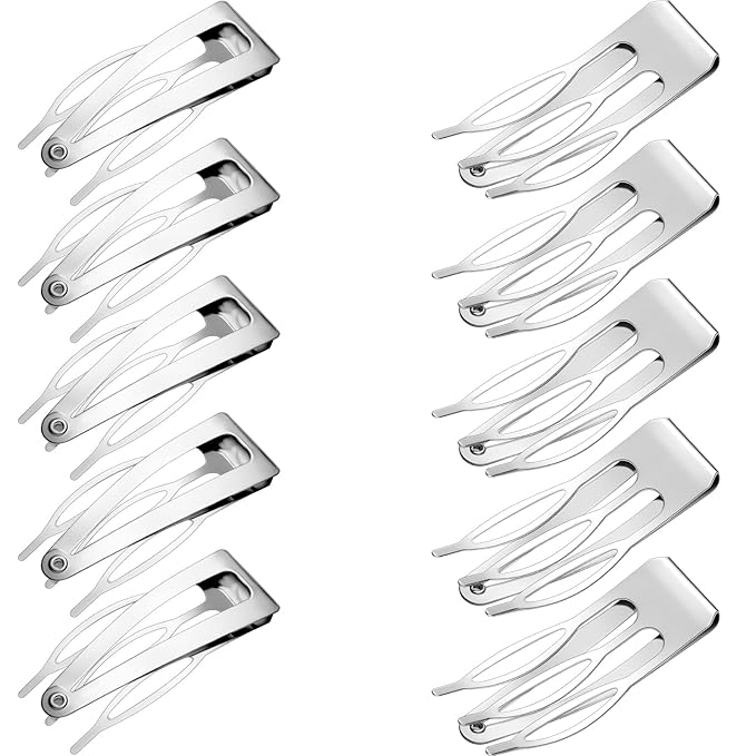 Chinco 24 Pcs Double Grip Hair Clips Metal Snap Clips Women Barrettes for Hair Making, Salon Supplies(Silver,2 Inch)